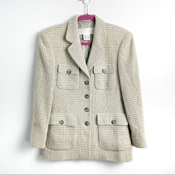 Escada Jackets & Blazers - Escada Plaid Wool Blend Blazer